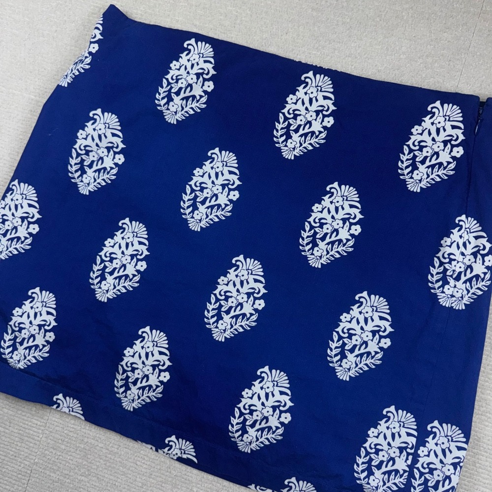 Vineyard Vines Mini Skirt Women 8 Blue Floral Block Print Cotton Preppy Side Zip